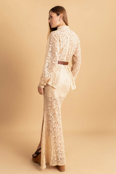 Saia Longa Lace Bege 