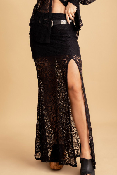 Saia Longa Lace Preta