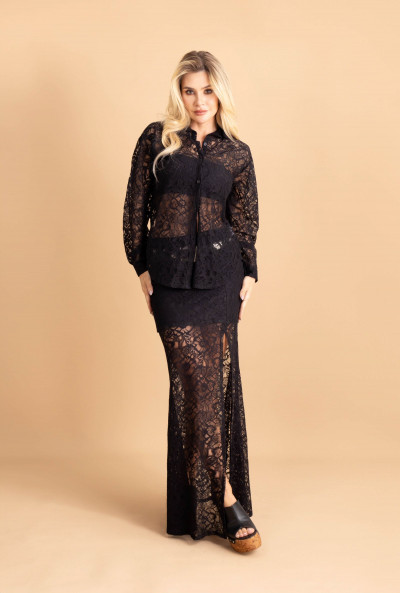 Saia Longa Lace Preta
