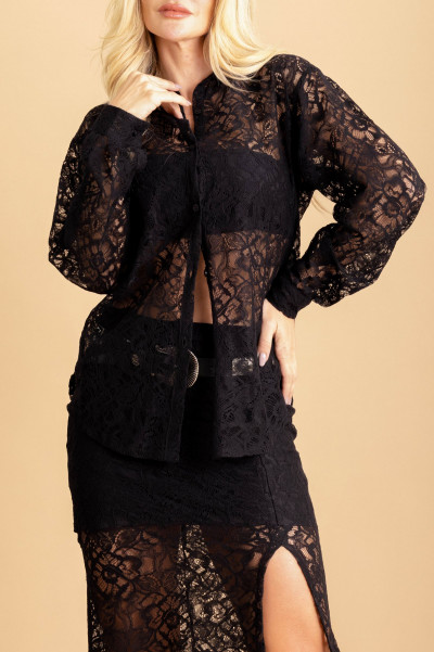 Camisa Ampla Lace Preta