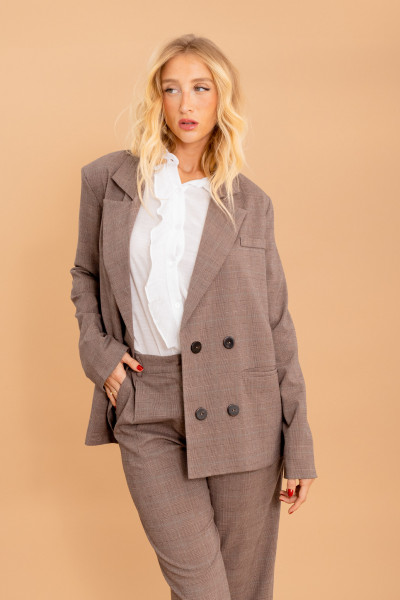Blazer Amplo Vichy Marrom 