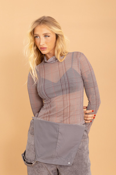 Blusa Gola Alta Checkboard Preta