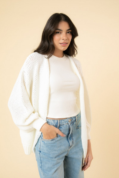 Cardigan Clarissa Tricô Off White