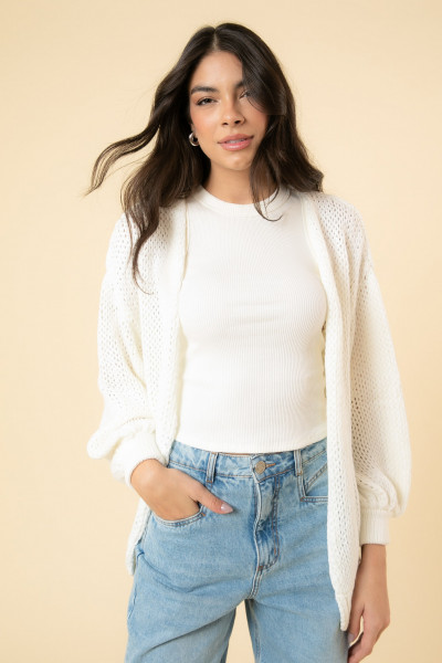 Cardigan Clarissa Tricô Off White