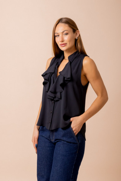  Blusa Babado Breeze Preta