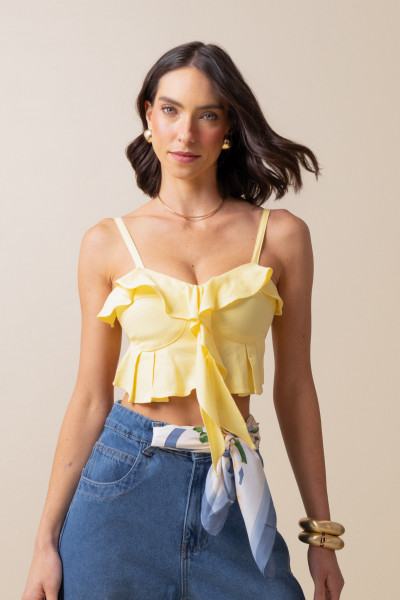 Cropped Babados Lina Amarelo