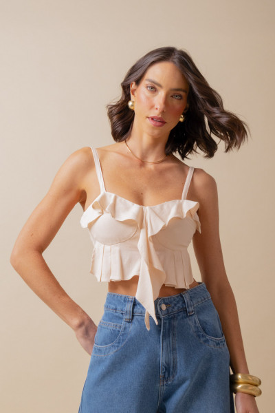 Cropped Babados Lina Natural