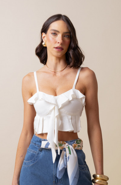 Cropped Babados Lina Off White