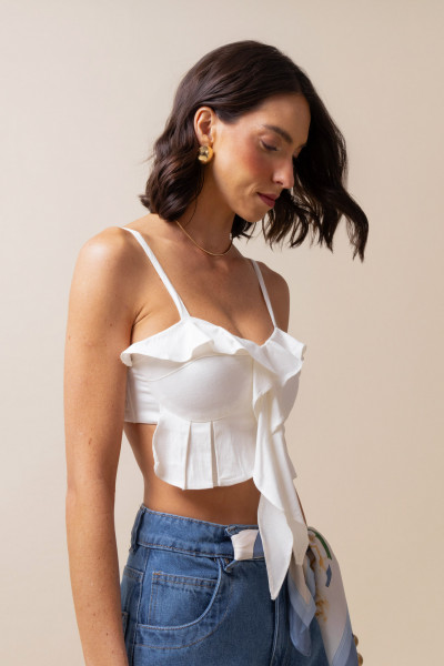 Cropped Babados Lina Off White