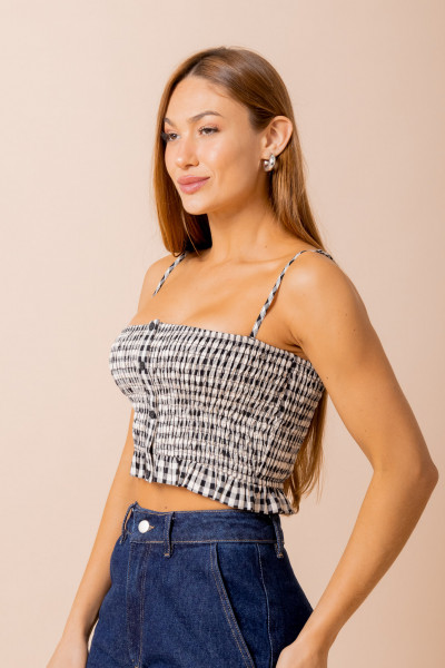 Blusa Lastex Vichy Preto