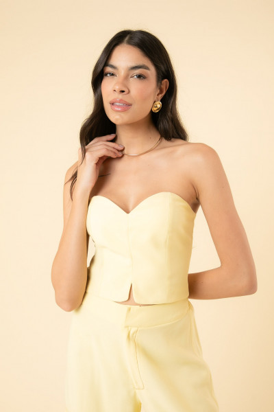  Cropped Olivia Flat Ice Amarelo