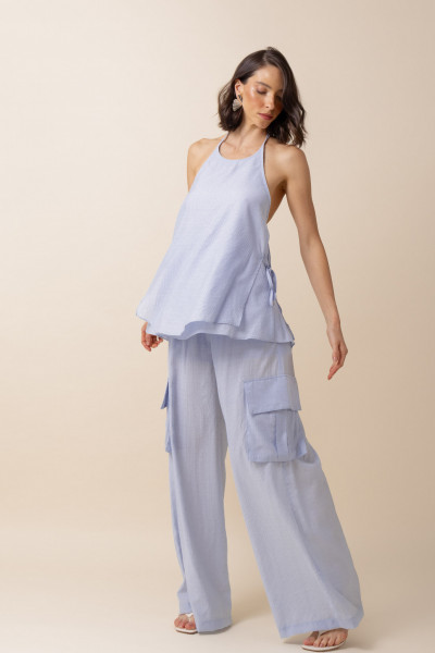 Calça Ampla Lui Azul