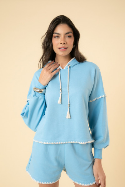 Blusa Lívia Moletom Azul