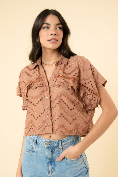 Camisa Betina Cotton Marrom 