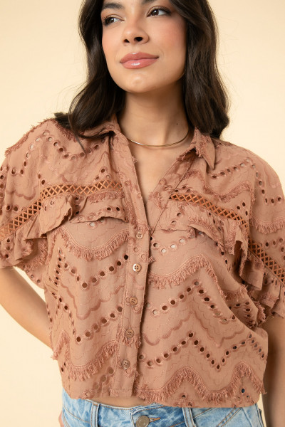 Camisa Betina Cotton Marrom 