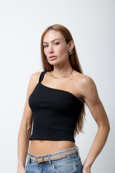 Blusa Fran Canelada Preta