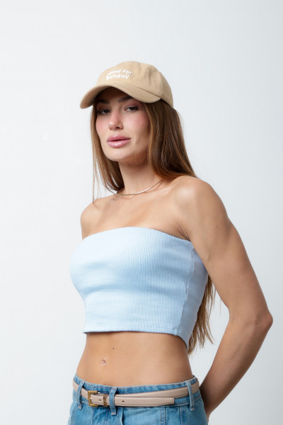 Cropped Estela Canelado Azul
