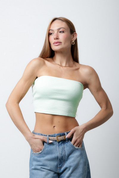 Cropped Estela Canelado Verde