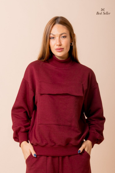 Blusa Moletom Bolso Cozy Vinho