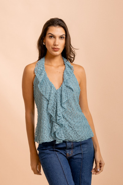Blusa Frente Única Wave Azul