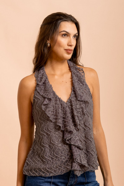 Blusa Frente Única Wave Cinza
