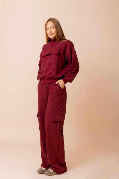 Calça Cargo De Moletom Cozy Vinho