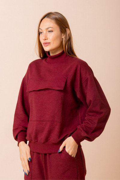 Blusa Moletom Bolso Cozy Vinho