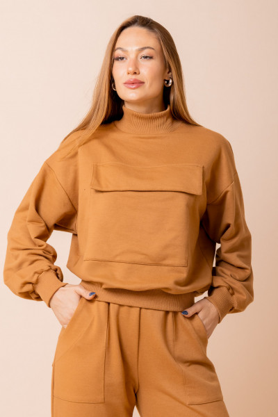 Blusa Moletom Bolso Cozy Caramelo