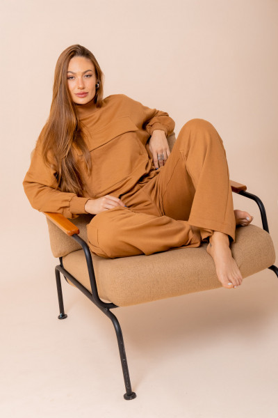 Calça Cargo De Moletom Cozy Caramelo