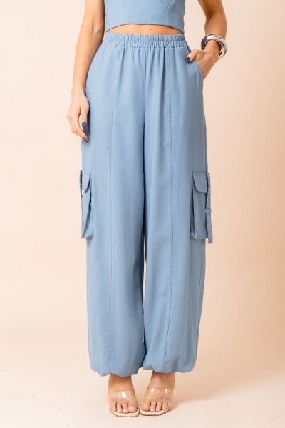 Calça Utilitária Com Elástico Duna Azul