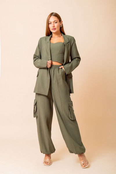 Calça Utilitária Com Elástico Duna Verde