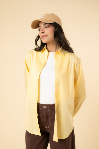 Camisa Recortes Grid Amarelo
