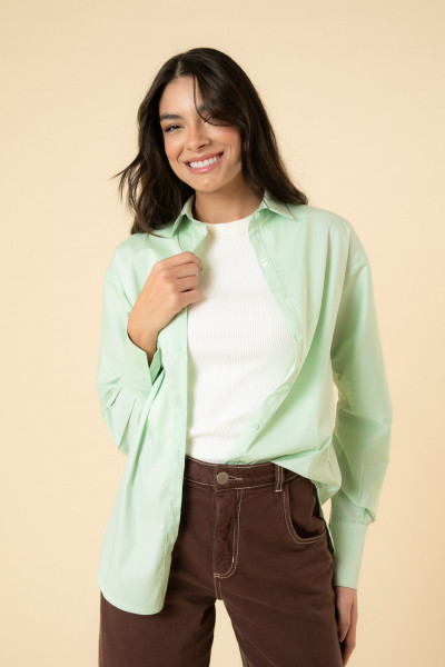 Camisa Recortes Grid Verde