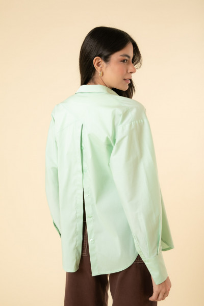 Camisa Recortes Grid Verde