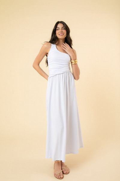 Vestido Sara Suedine Branco