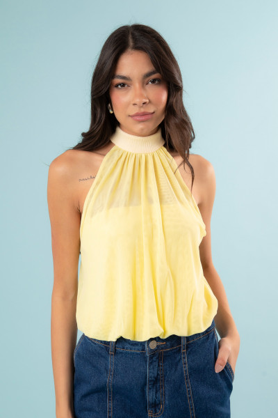 Body Brenda Canelado Amarelo