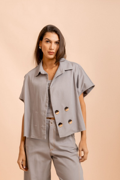 Blusa Trench Coat Flicker Cinza
