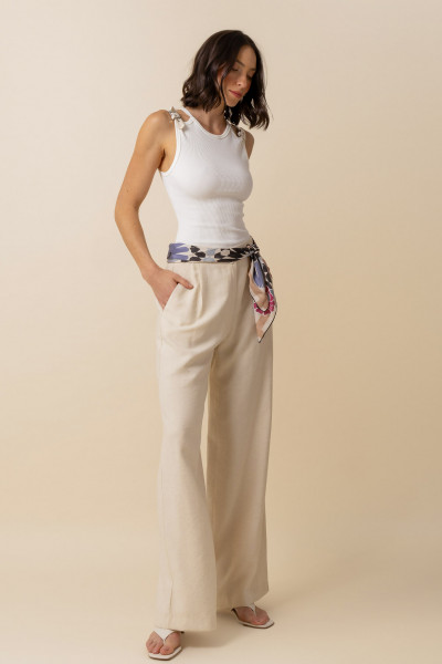 Calça Pantalona Plum Bege