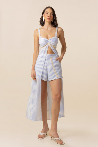 Vestido Bordado Rose Azul