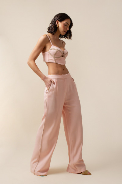 Calça Reta Alfaiataria Nice Rosa