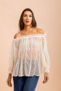 Bata Recortes Renda Lush Off White