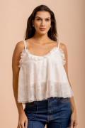 Regata Com Babados Renda Alva Off White