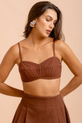 Top De Alcinhas Risca Ray Marrom