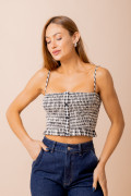 Blusa Lastex Vichy Preto