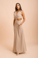 Vestido Franzido Nômade Bege