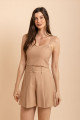Blusa Franzida Latex Elo Bege