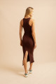 Vestido Longo Malha Track Marrom