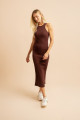 Vestido Longo Malha Track Marrom
