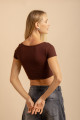 Blusa Cropeed Malha Track Marrom