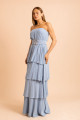 Vestido Longo Sem Alças Bruma Azul
